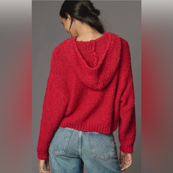 NWOT Anthropologie Pilcro Sailcloth Hooded Sweater~Small ~ Red Raspberry ❤️ - Picture 10 of 10